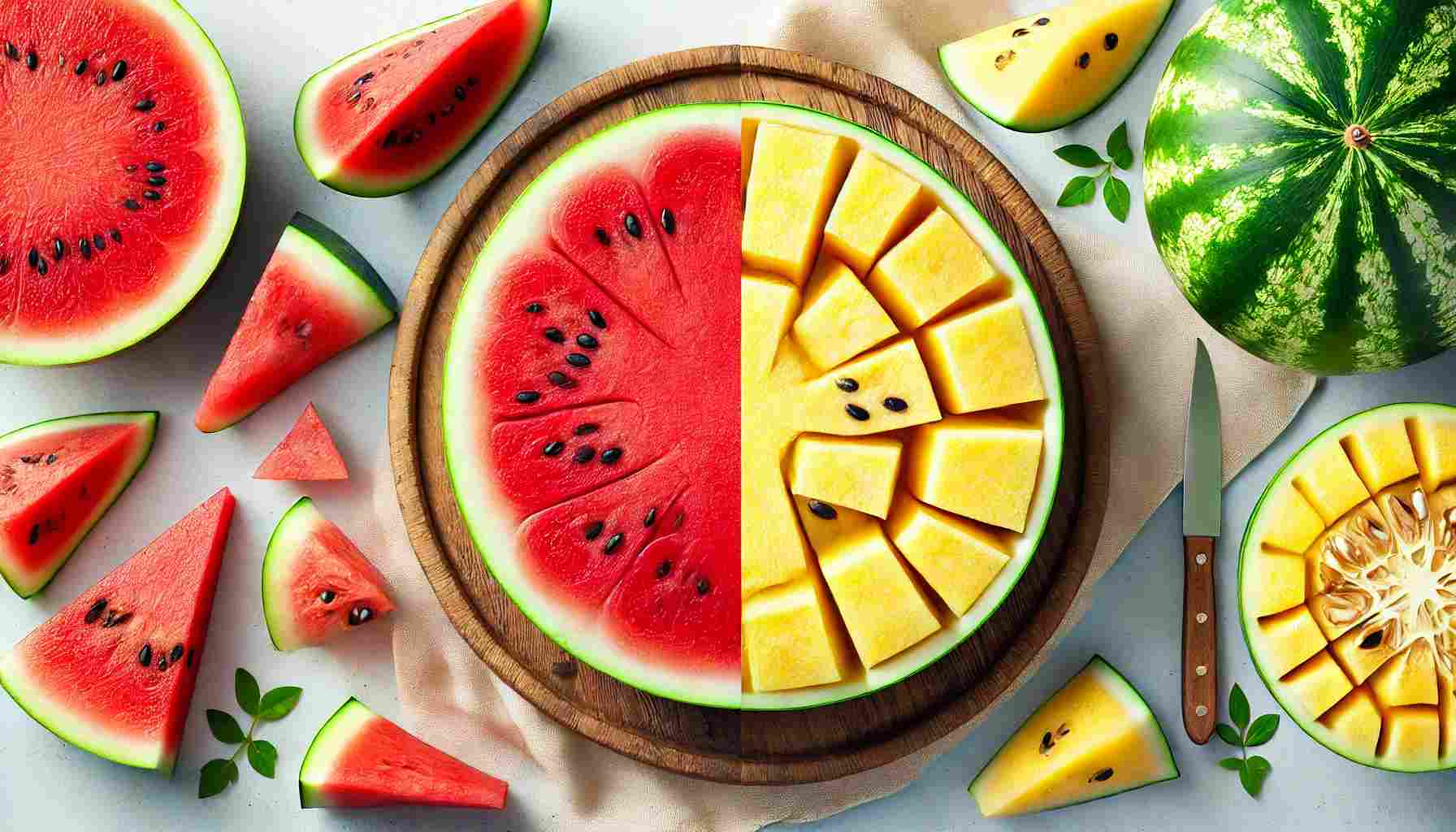 赤スイカと黄スイカの比較イメージ