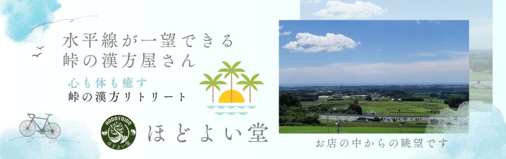 水平線を望む宮崎県川南町の漢方薬局ほどよい堂