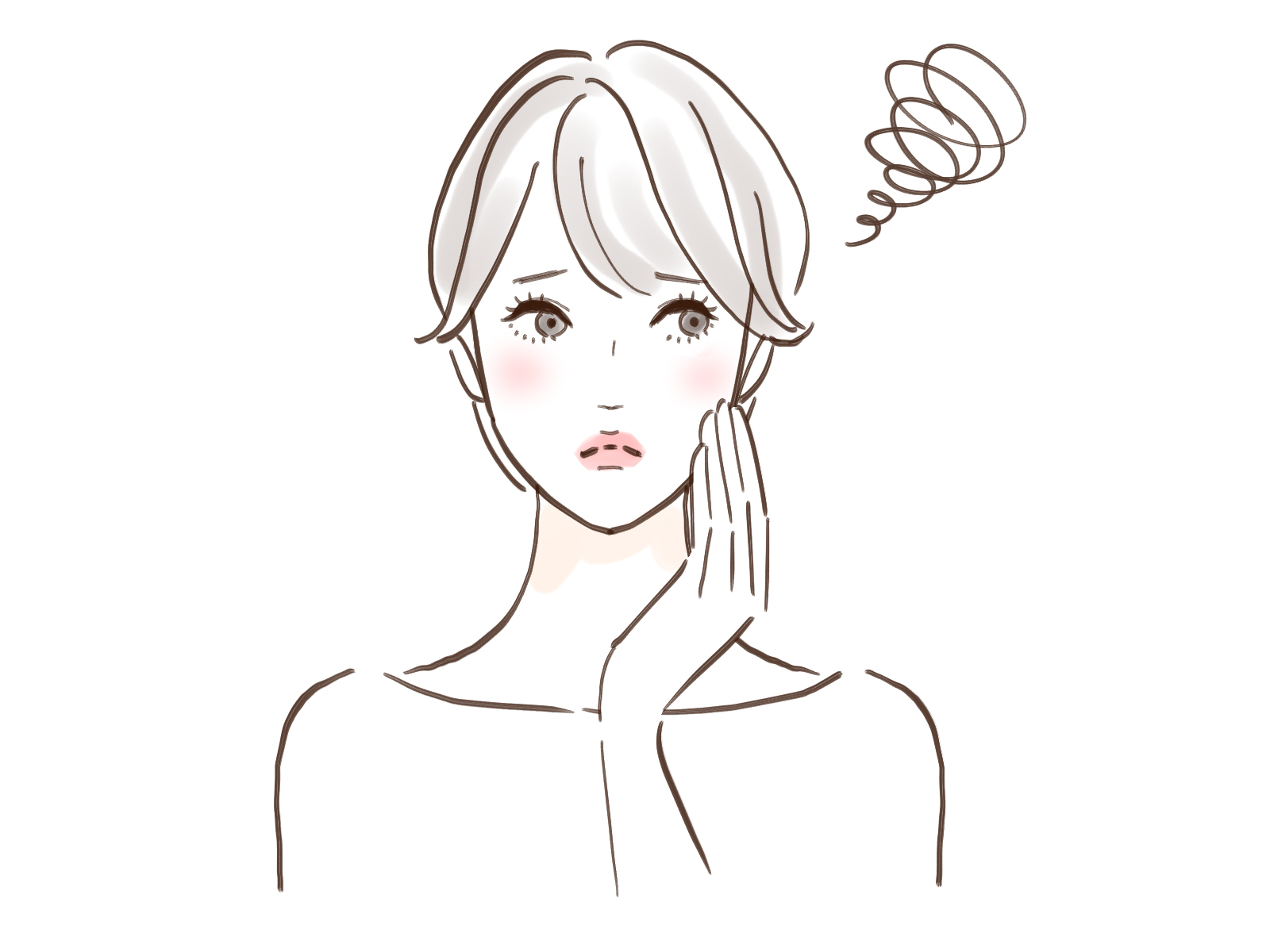 肌や体調の悩みを抱える女性のイラスト（お悩み解決・ほどよい堂）