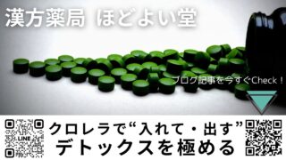 クロレラで“入れて・出す”デトックスを極める｜チクゴ株の吸収阻害＆排泄促進メカニズムを中医学で徹底解説し腸活×肝ケアで体質改善する方法【ほどよい堂（宮崎県川南町）・LINE無料漢方相談付き】
