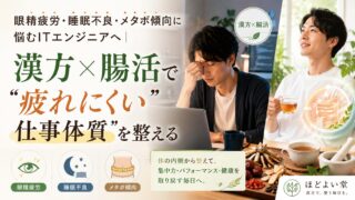 眼精疲労・睡眠不良・メタボ傾向に悩むITエンジニアへ｜漢方×腸活で“疲れにくい仕事体質”を整える