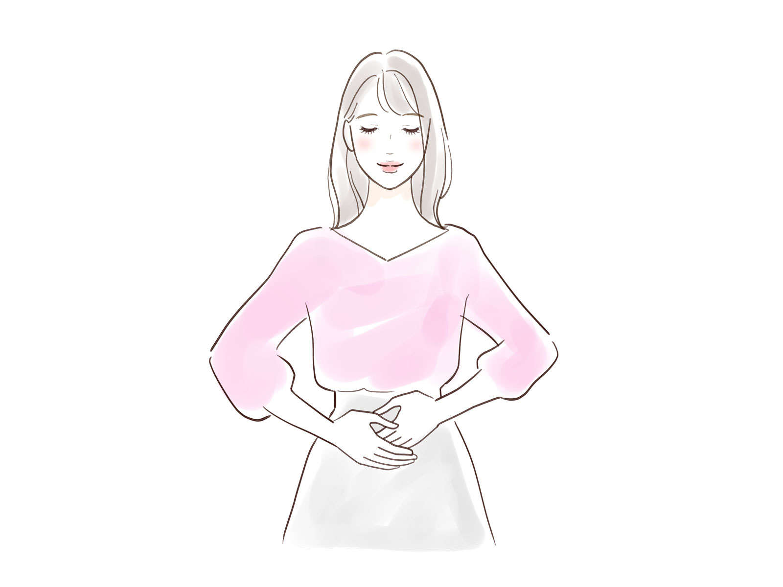 お腹（腸）を意識して整える女性のイラスト