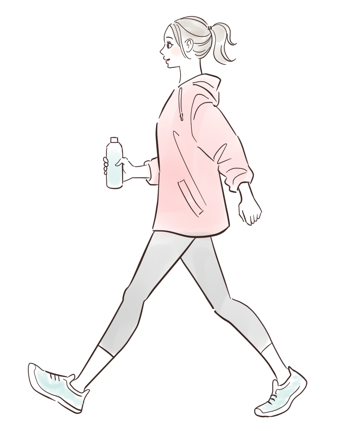 ウォーキングする女性のイラスト