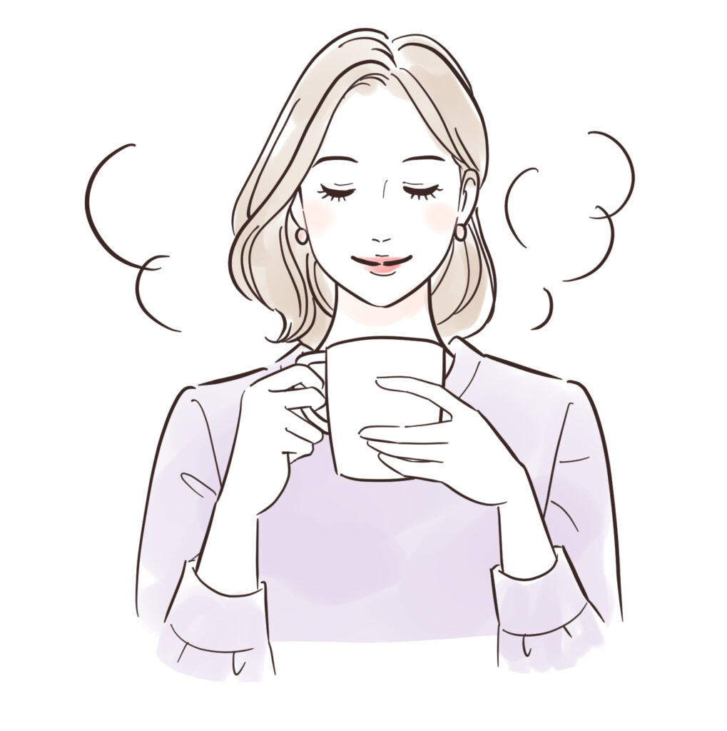 薬膳茶を飲みながら体質を整える、ほどよい堂の漢方相談イメージイラスト