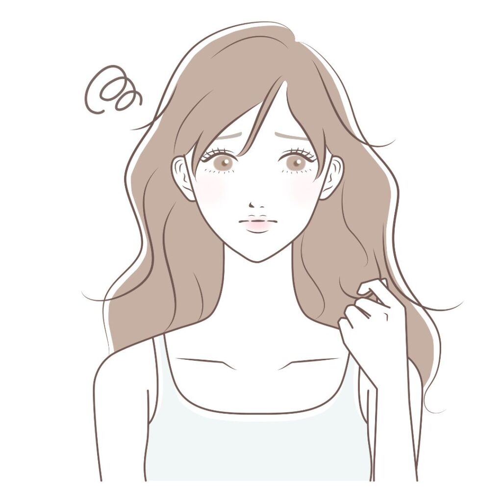 顔色が優れず不安そうな血虚体質の女性イラスト｜無料体質診断でチェック