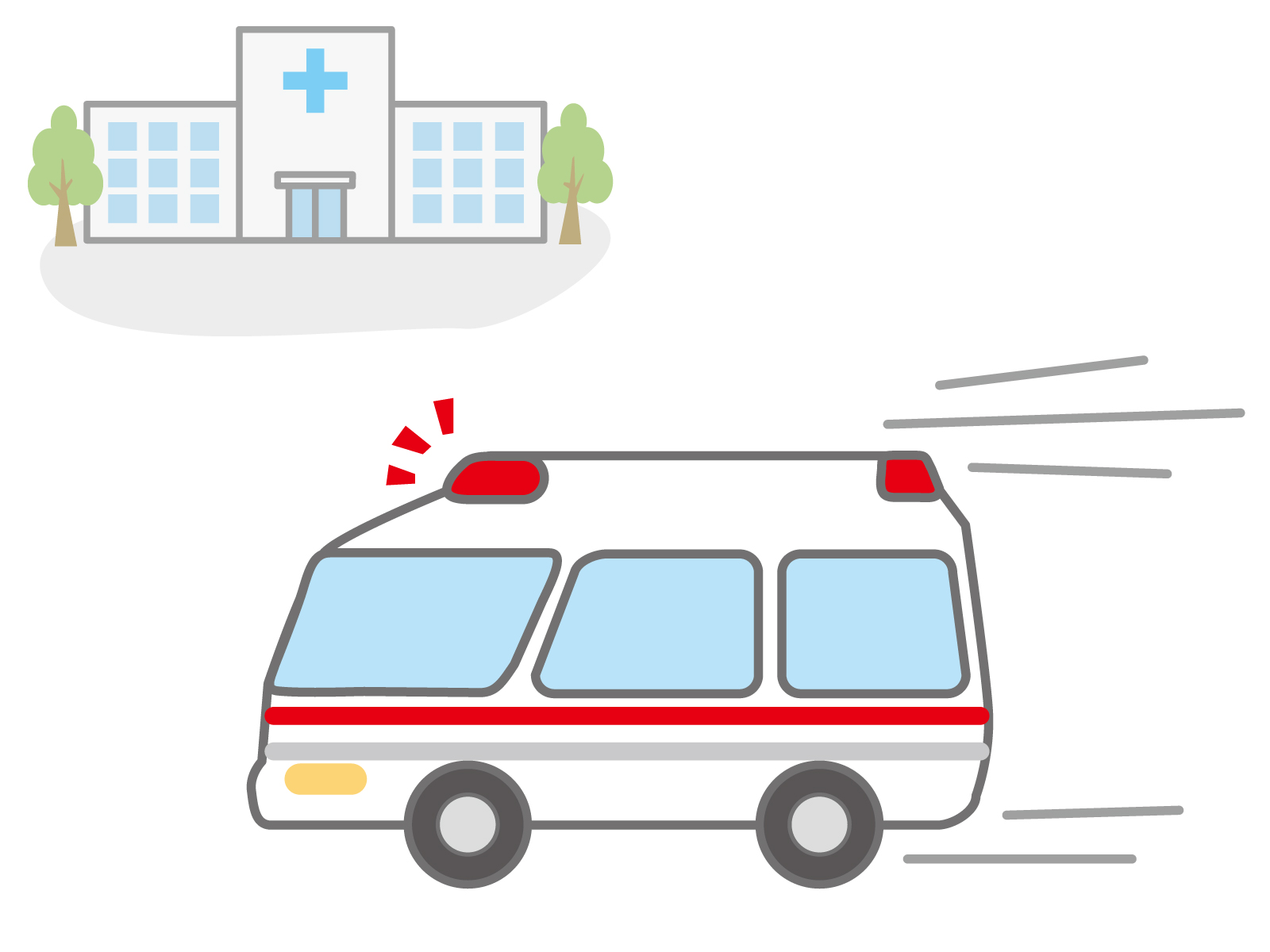 病院へ向かう救急車のイラスト