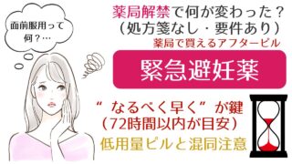 緊急避妊薬/アフターピル（ノルレボOTC）が薬局で買える：低用量ピルとの違い／同意・年齢／性病検査の考え方