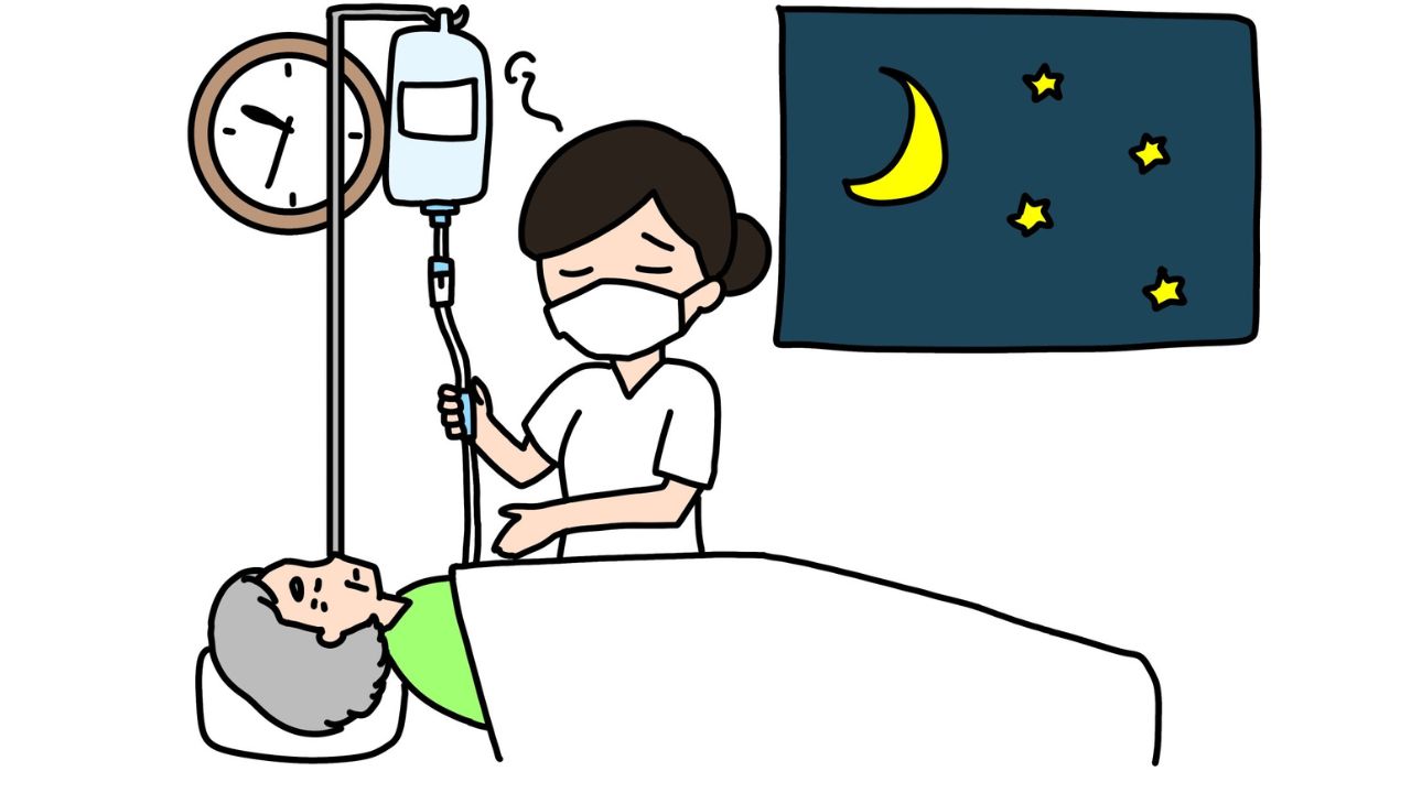 夜勤で生活リズムが乱れやすい看護師さんのイメージ