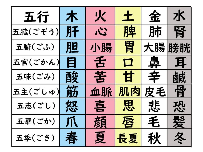 陰陽五行と養生のイメージ図