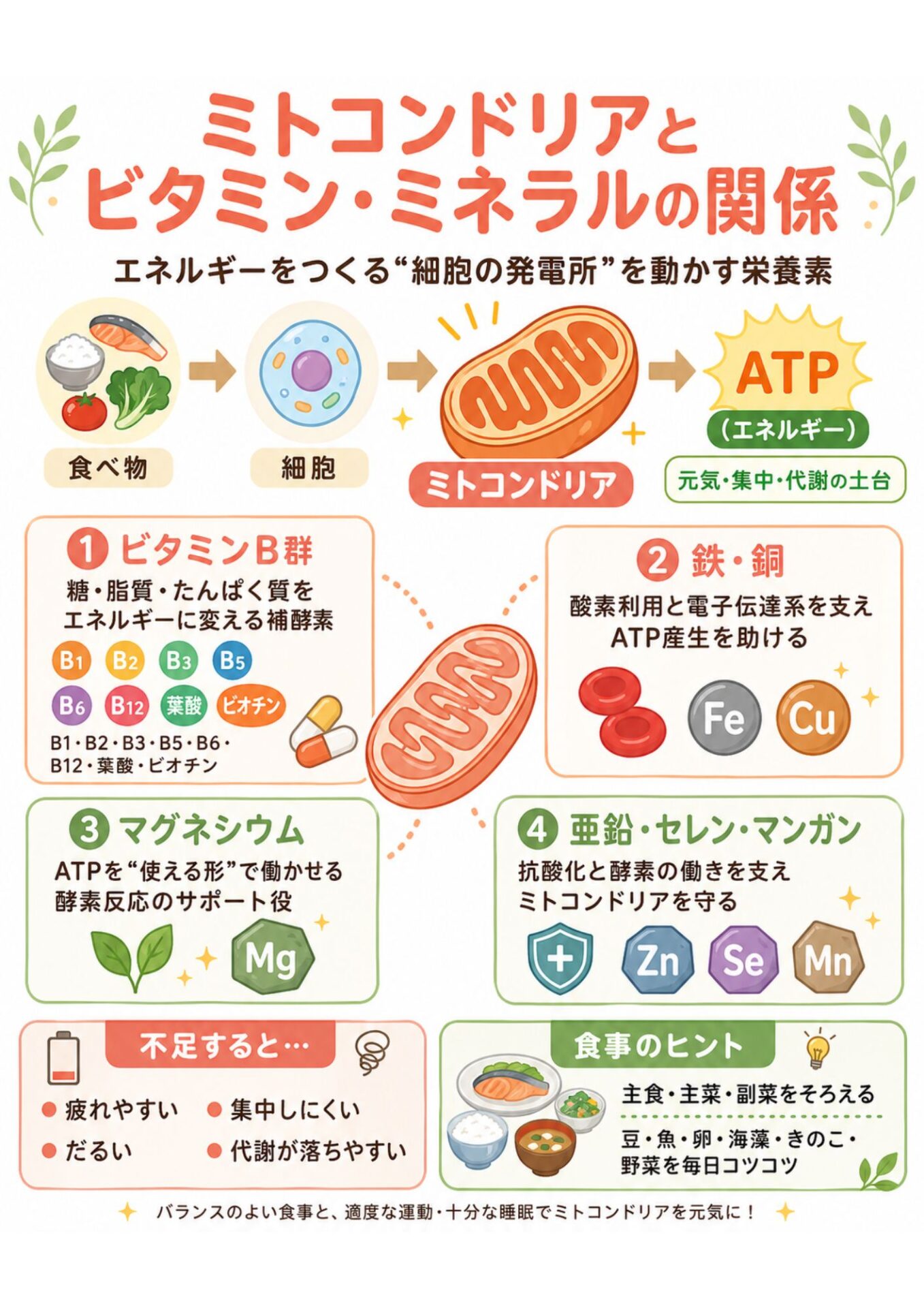 ミトコンドリアでエネルギーを作る仕組みのイメージ画像