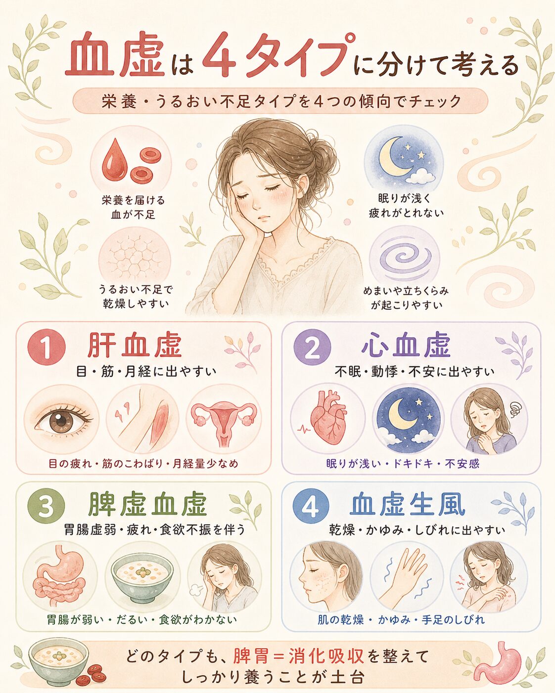 血虚を4タイプに分けて考える漢方的な体質分類
