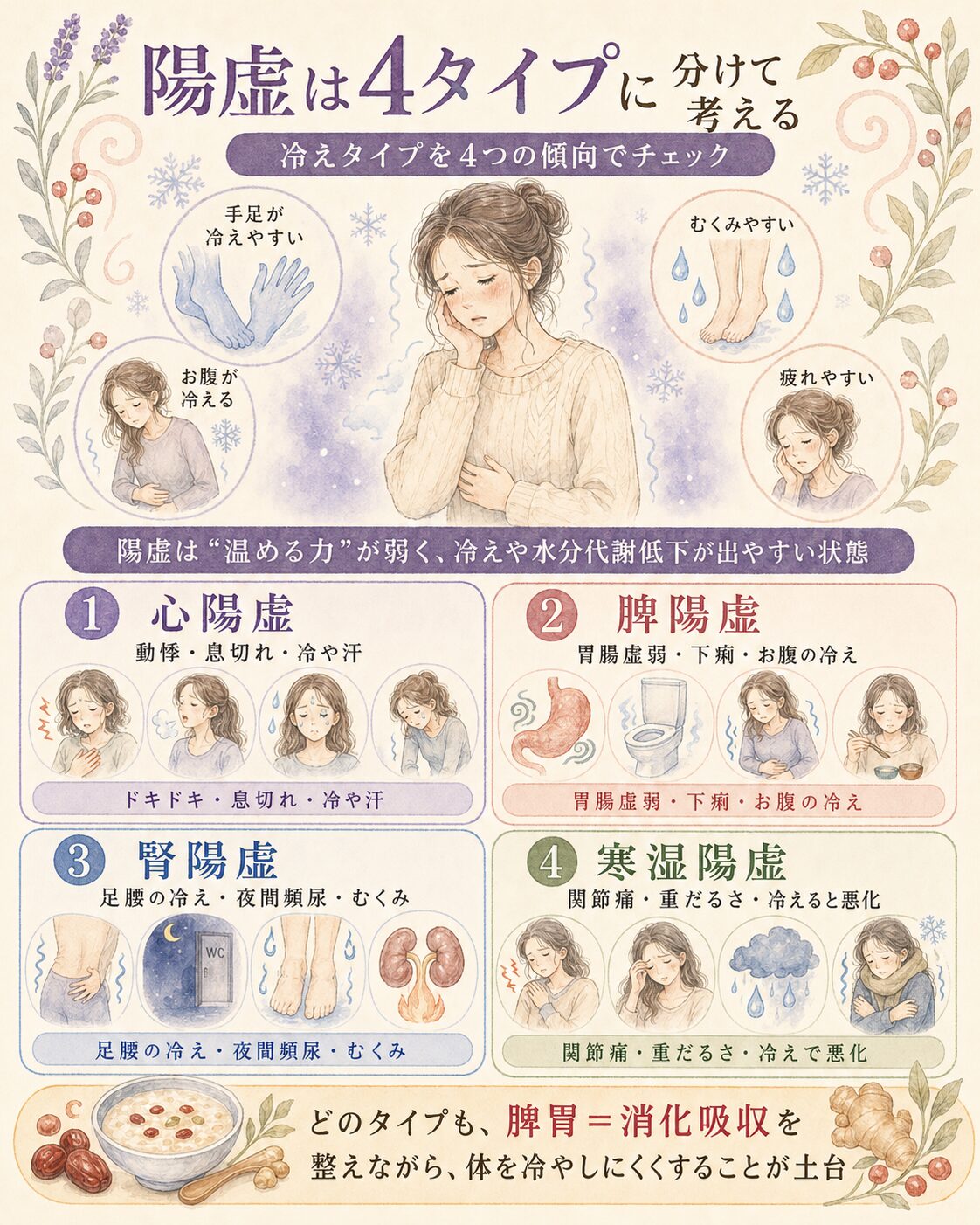 陽虚を4タイプに分けて考える漢方的な体質分類