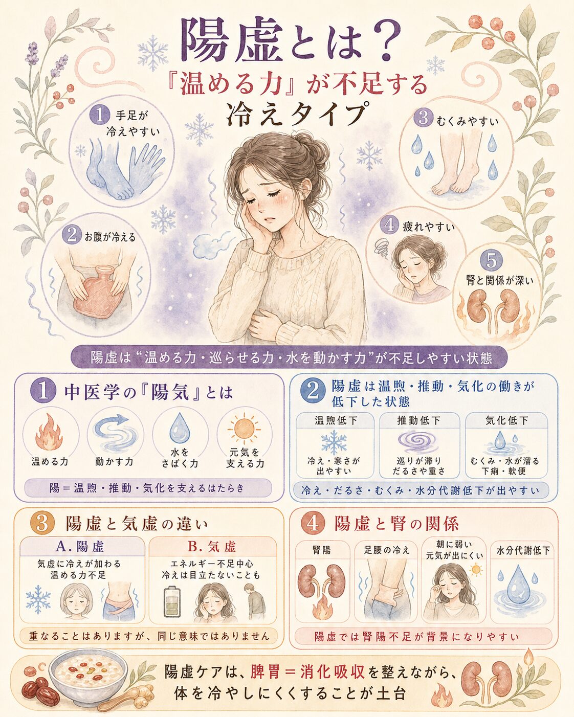 陽虚とは冷え疲労むくみに多い体質を漢方で解説