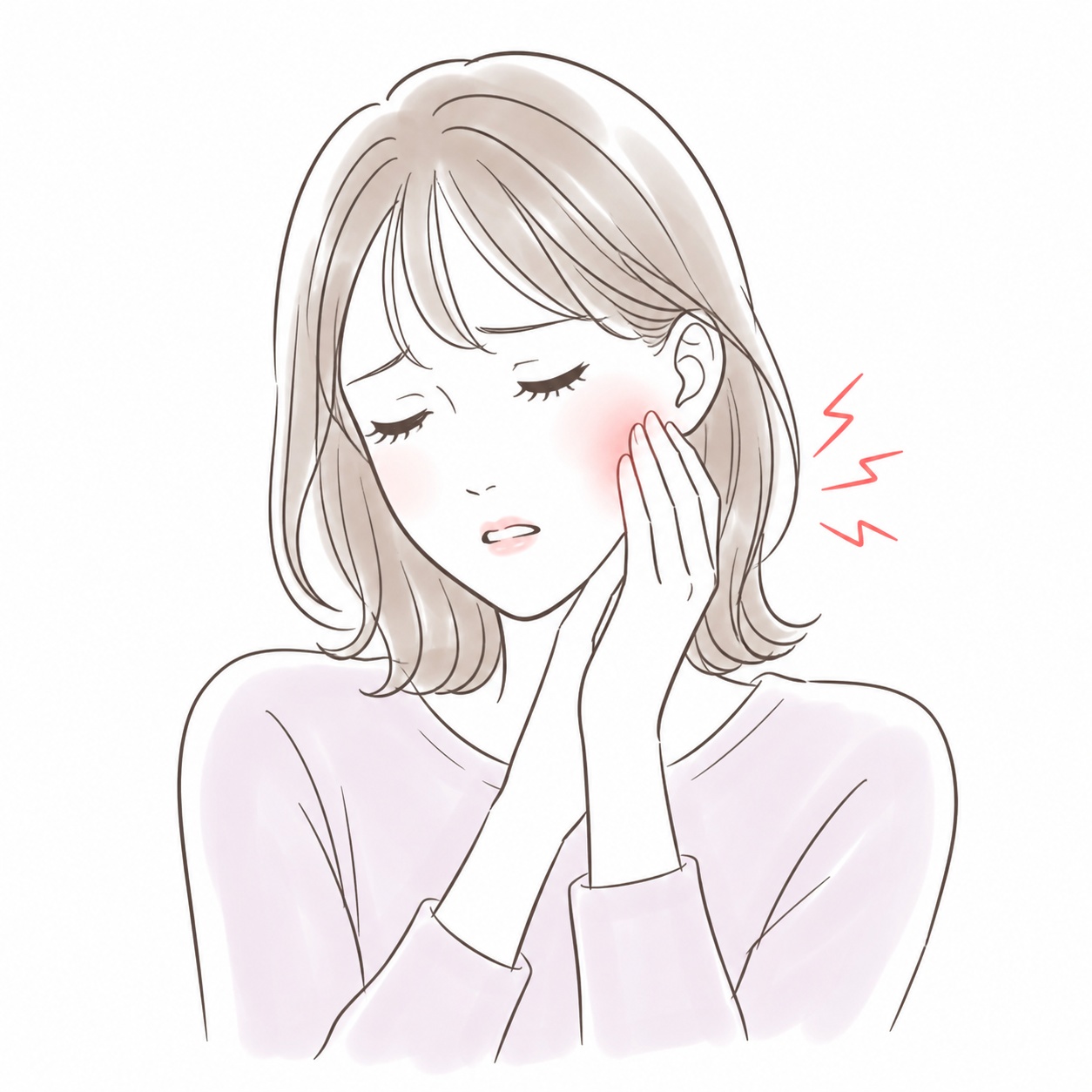 顎関節症やくいしばりに悩む女性のイラスト