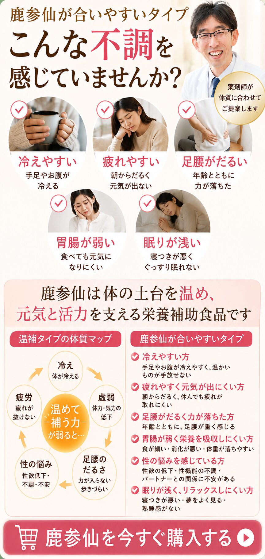 鹿参仙が合いやすいタイプ 温補タイプ 体質マップ