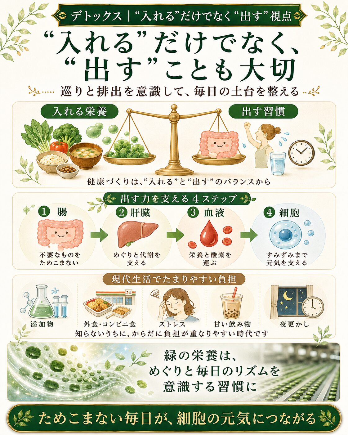 クロレラ デトックス 栄養バランス ほどよい堂