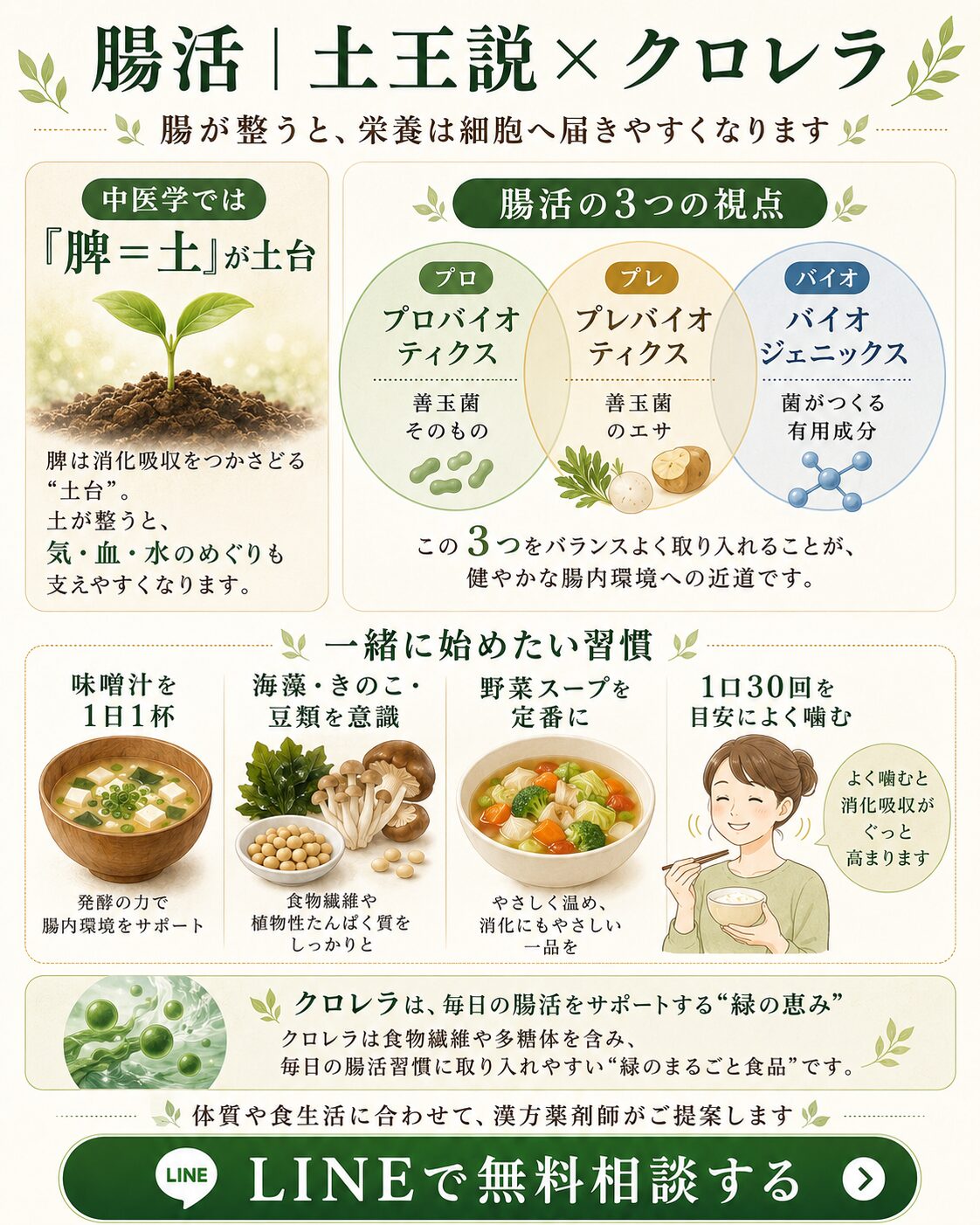 クロレラ 腸活 消化吸収 ほどよい堂