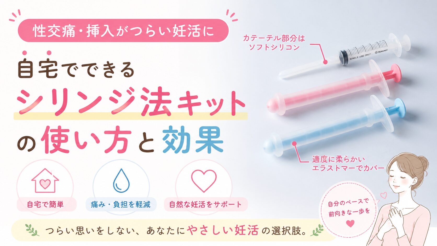 性交痛や挿入がつらい妊活を自宅でサポートするシリンジ法キットのイメージ