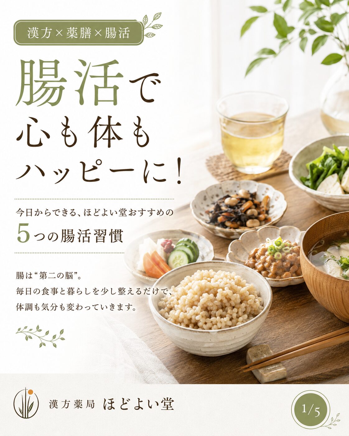 漢方 薬膳 腸活で心も体もハッピーに ほどよい堂おすすめの5つの腸活習慣