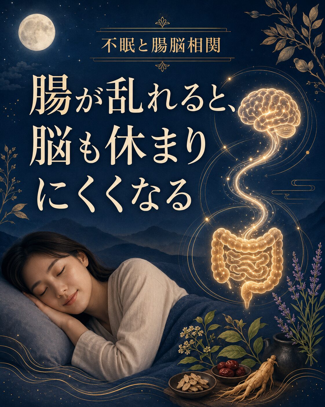 不眠と腸脳相関、腸が乱れると脳も休まりにくくなることを示す画像