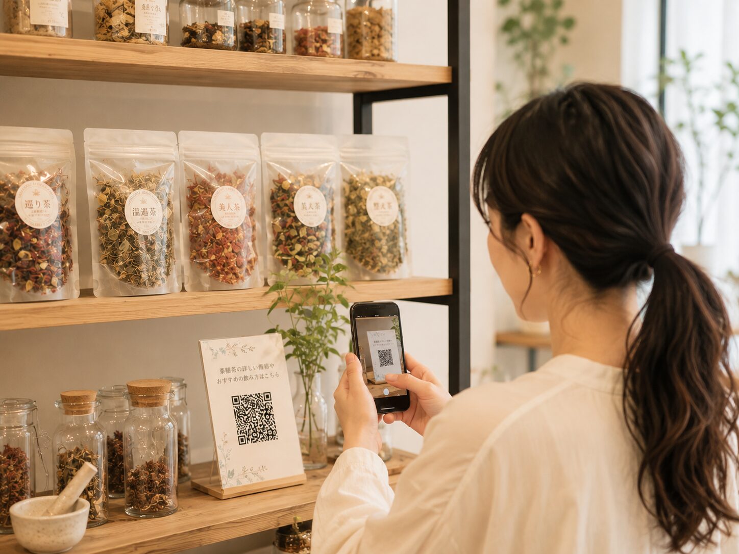 ほどよい堂の体質別オリジナル薬膳茶と薬膳茶ショップのQRコード